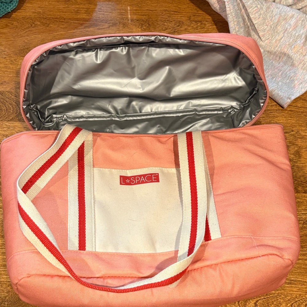 L*Space Pink and White cooler Bag
